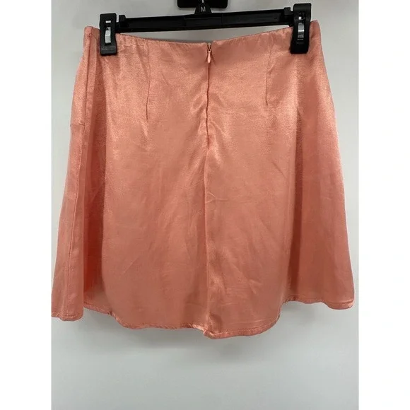 Kirious Los Angeles Peach Satin Mini Skirt S Slip Style Silky Skirt Sexy Flirty - Picture 9 of 11